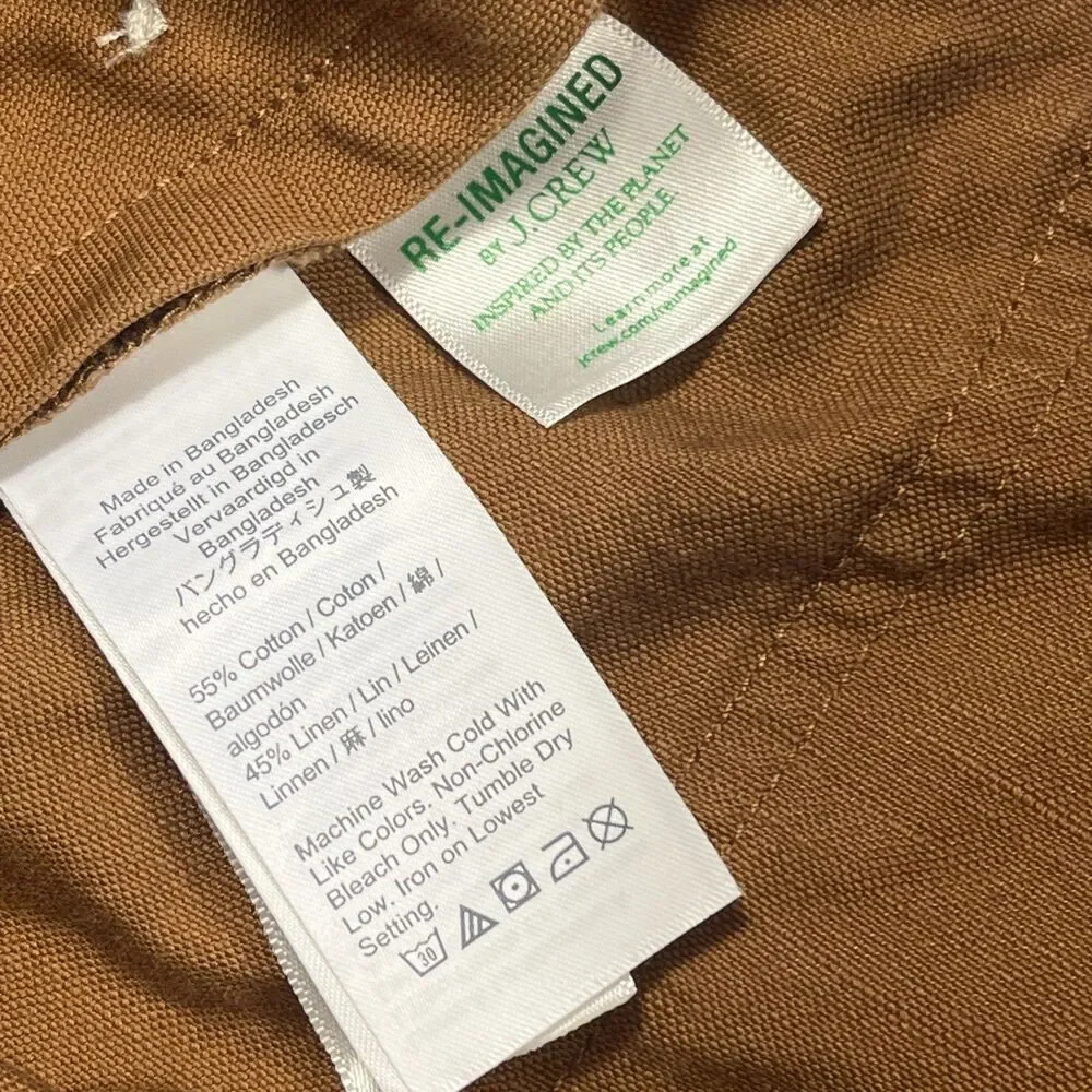 J.Crew Mens 29 Camp Utility Shorts  Burnt Orange Brown Cotton Linen AY197